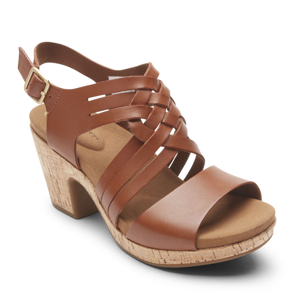 Rockport Sandals For Womens Brown - Vivianne Woven Slingback - PG3048975